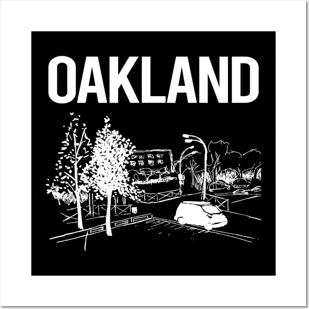 Cityscape Sketch Oakland Wall Art by flaskoverhand